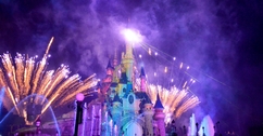 Euro Disney's Disney Castle at night
