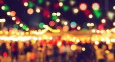 Christmas lights seen out of focus.