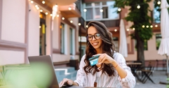 Woman using her credit card points