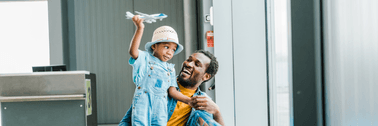 parent and child at airport