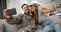 soldier taking selfie
