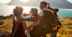 Group of friends traveling