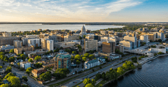 Madison Wisconsin aerial cityscape