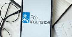 Erie car insurance logo on a cell phone