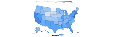 map showing percentage of adult children living with parents by state