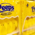 Marshmallow Peeps candies on the shelf
