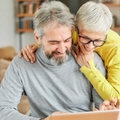Senior couple happy laptop computer