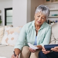 elderly couple working out a budget