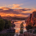 sunset reflection at watson lake prescott arizona