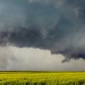tornado in between green field
