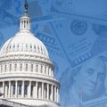 united states congress building with one hundred dollar bills in background during day time