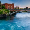 the spokane river at sunset