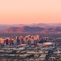 phoenix cityscape with mountains in background
