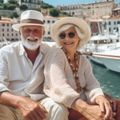 senior couple traveling French Riviera