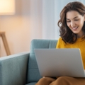 woman using laptop
