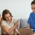 Doctor telling diagnosis to senior patients