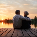 romantic holiday senior loving sunset