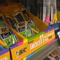 school supplies on shelf