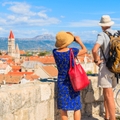 taking picture of Trogir town from castle walls