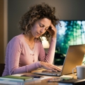 Stressed woman working from home