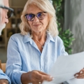 Senior couple discussing finances and retirement planning