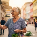 senior woman using atm machine