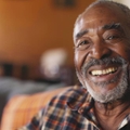 Senior man at home smiling