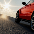 Red car on the road