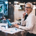 An older woman working
