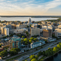 Madison Wisconsin aerial cityscape