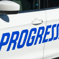 Progressive logo on SUV