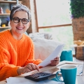 A senior working from home