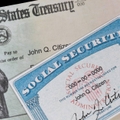 Social security card on treasury department check