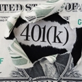 Ripped dollar bill showing 401(k) 