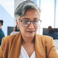 A senior woman working