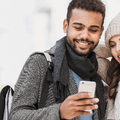 Couple looking at phone