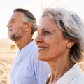 Retired couple at the beach