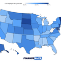 map showing states by percentage of persons aged 65+ working in retirement