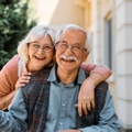 Smiling senior couple outdoors