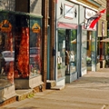 Boutique shops lining a small downtown street