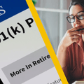 401(k) plan and woman thinking