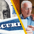 social security and older couple looking at finances