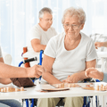 Retirees playing game at community center