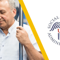 60 year old man looking at phone and social security administration