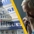 capitol building and sad senior man
