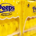 Marshmallow Peeps candies on the shelf