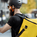 food delivery worker completing delivery