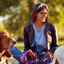 Woman walking dogs