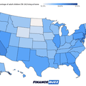 map showing percentage of adult children living with parents by state