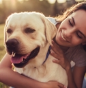 Happy woman with dog